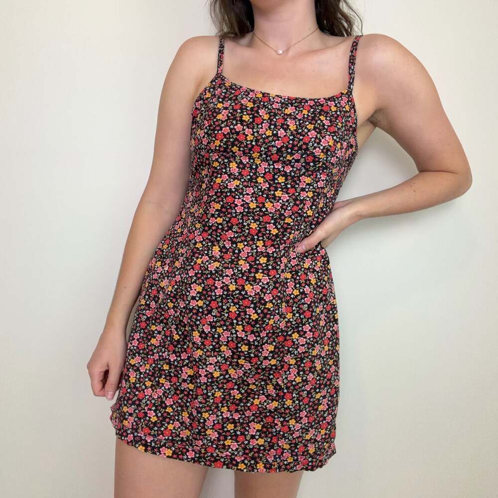 Vintage All That Jazz Black Floral Mini Dress